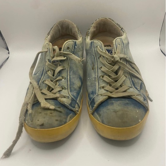 Golden Goose Dyed Blue Glitter Heel Sneakers Sz 39 (8.5) - Picture 4 of 8